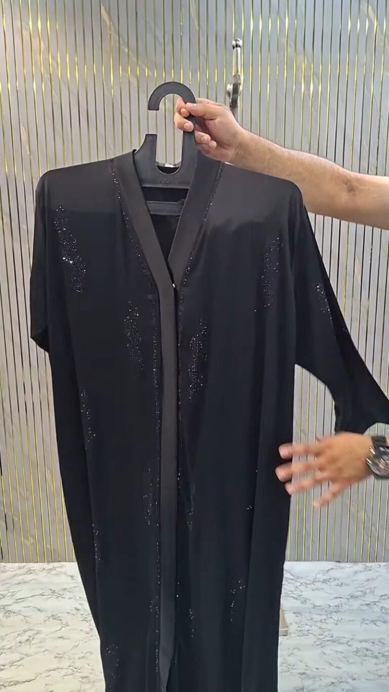 Midnight Allure Embellished Abaya – A Masterpiece of Minimalist Glamour