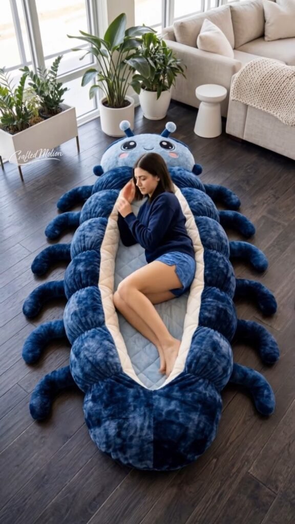Giant Roly Poly Pill Bug Plush Sleeping Bag | Oversized Cozy Cocoon Bed for Kids & Adults, Soft Quilted Sleeping Pod - Photo 1
