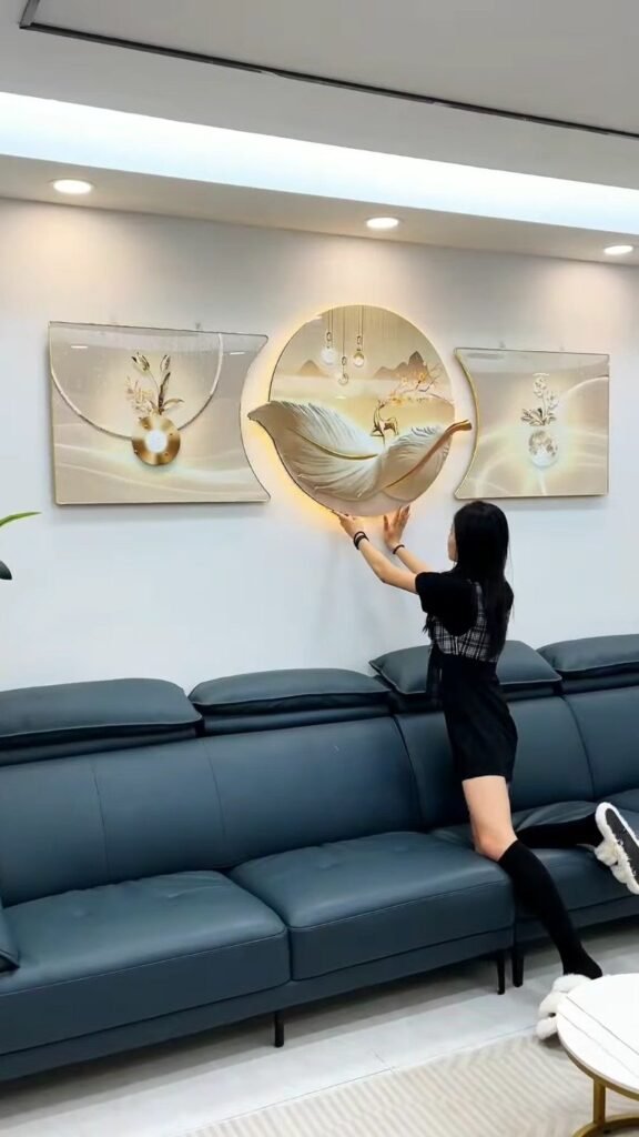 LED Backlit 3D Wall Art Set of 3 | Modern Luxury Sculptural Wall Décor Panels with Ambient Light for Living Room - Photo 1