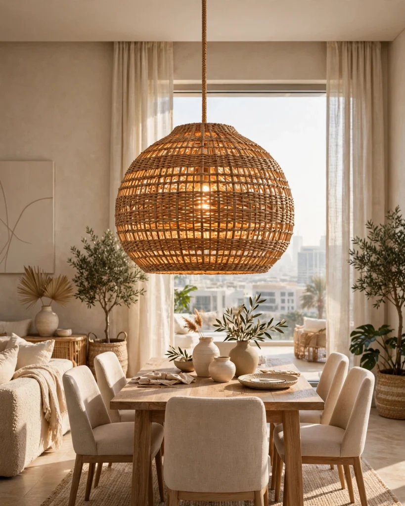BohoGlow Natural Rattan Pendant Light - Handwoven Bamboo Hanging Light - Photo 1