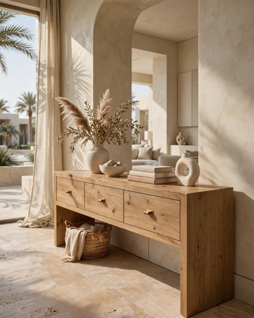 NordicEdge Solid Oak Wood Console Table - Minimalist Entryway Table - Photo 1